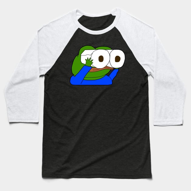 Pepe Toilet Paper Roll Binoculars Baseball T-Shirt by Lean Mean Meme Machine